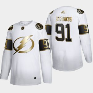 Herren Tampa Bay Lightning Eishockey Trikot Steven Stamkos #91 Golden Edition Weiß Authentic